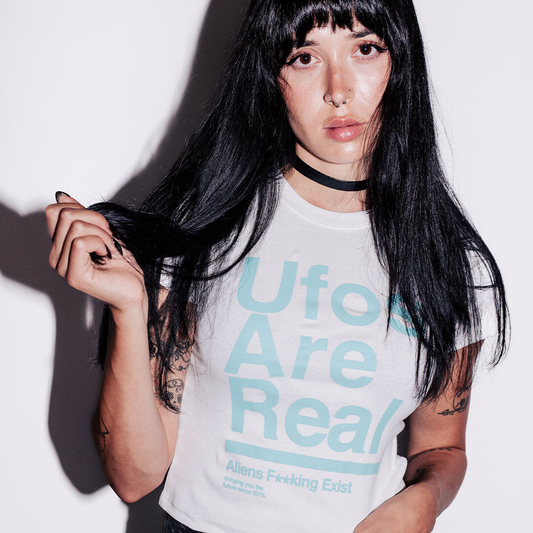 UFOs Are Real Women's Baby Tee White