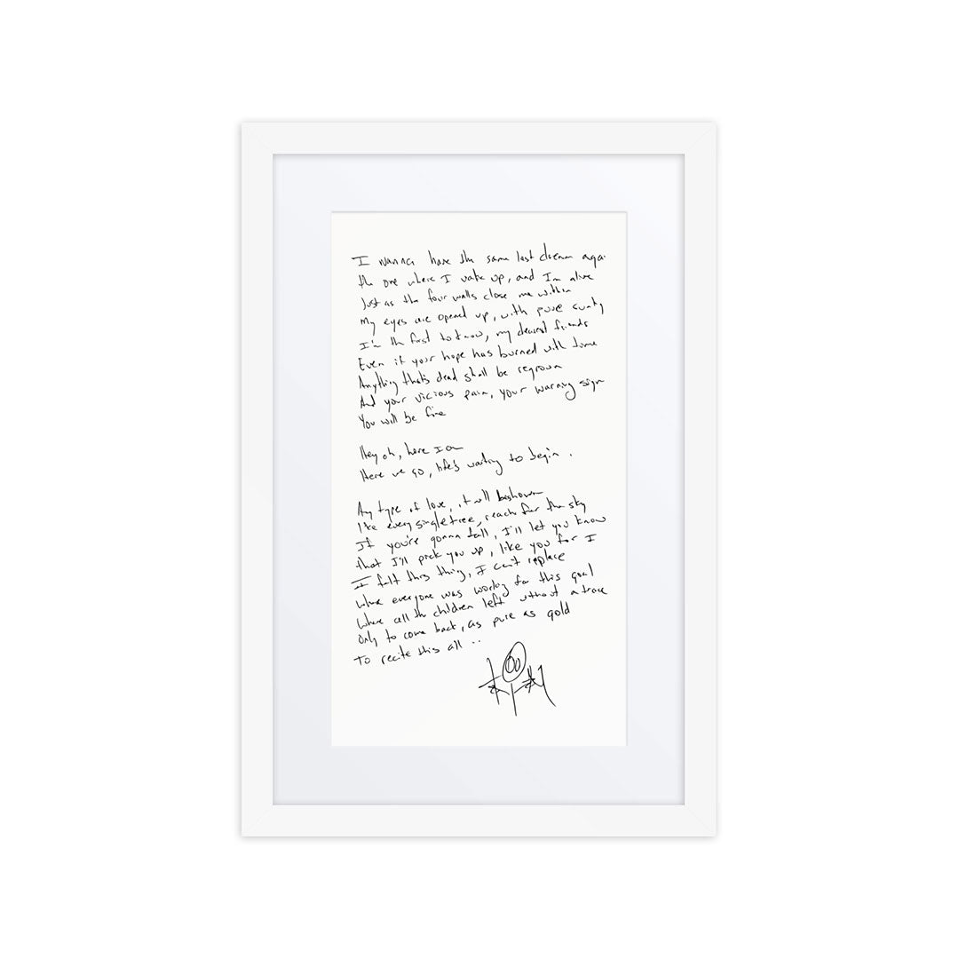 The Adventure 20th Anniversary Lyric Framed Art Print With Mat