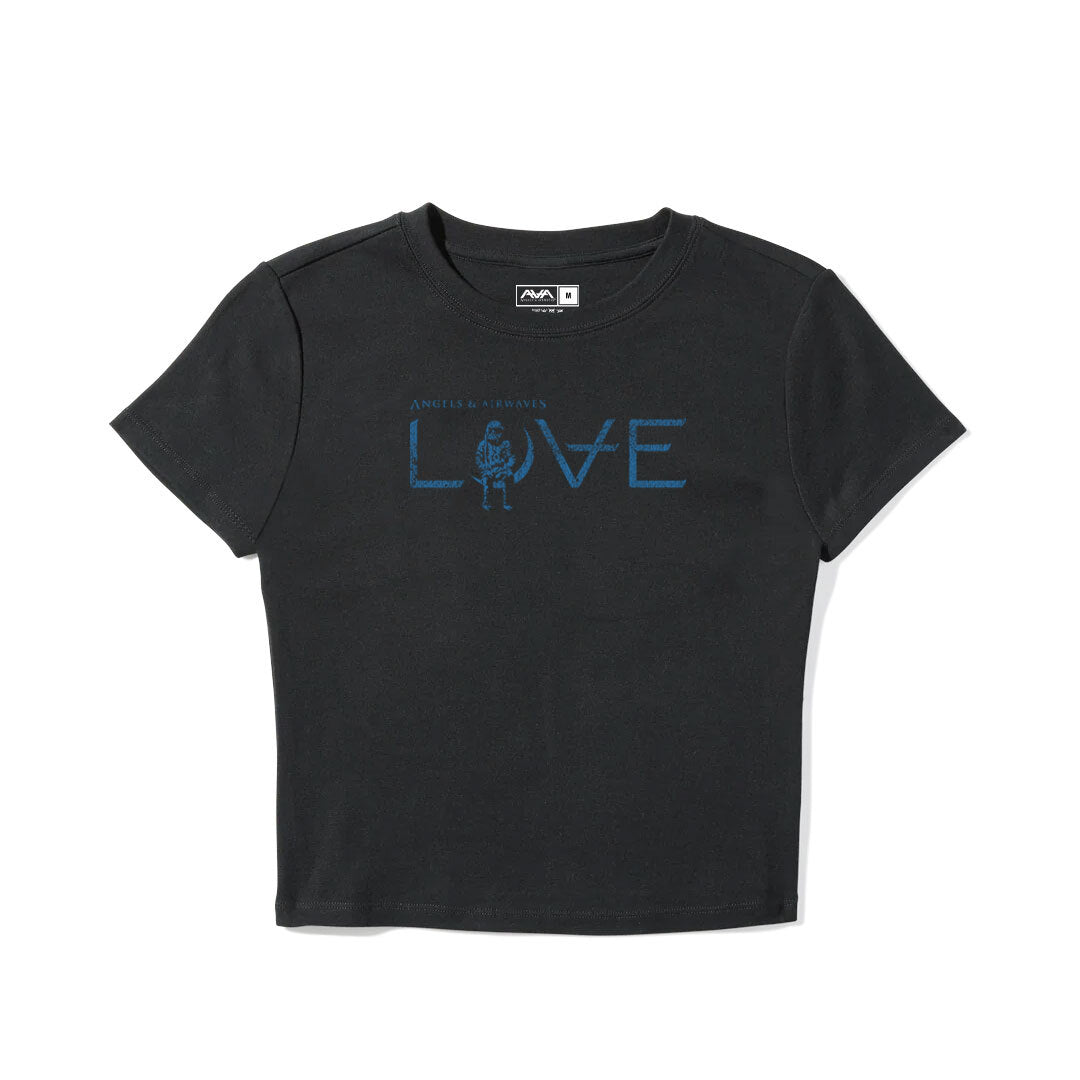Love Distressed Women's Baby Tee Black