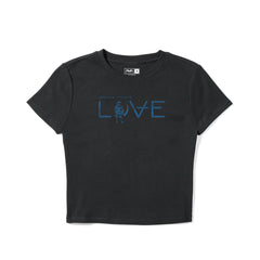 Love Distressed Women's Baby Tee Black