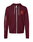 Metal Logo Zip-Up Hoodie Maroon