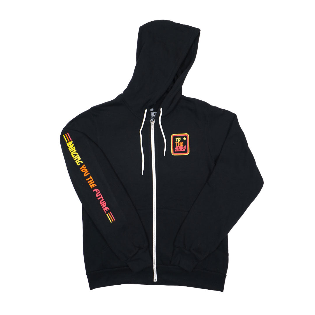 Metal Logo Zip-Up Hoodie Black