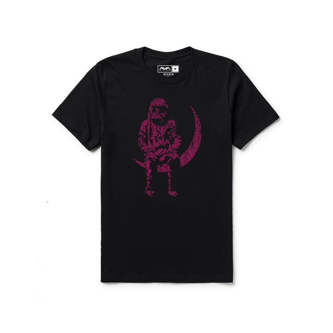 Moon Man Distressed T-Shirt Black/Maroon