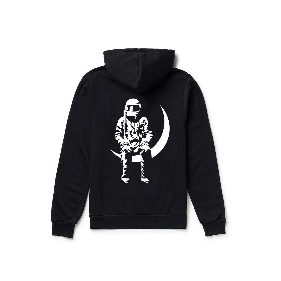 Moon Man Zip-Up Hoodie Black