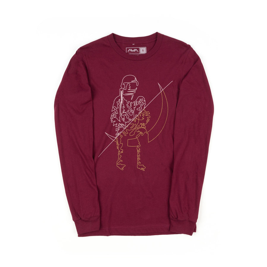 Moon Man Slash L/S T-Shirt Maroon